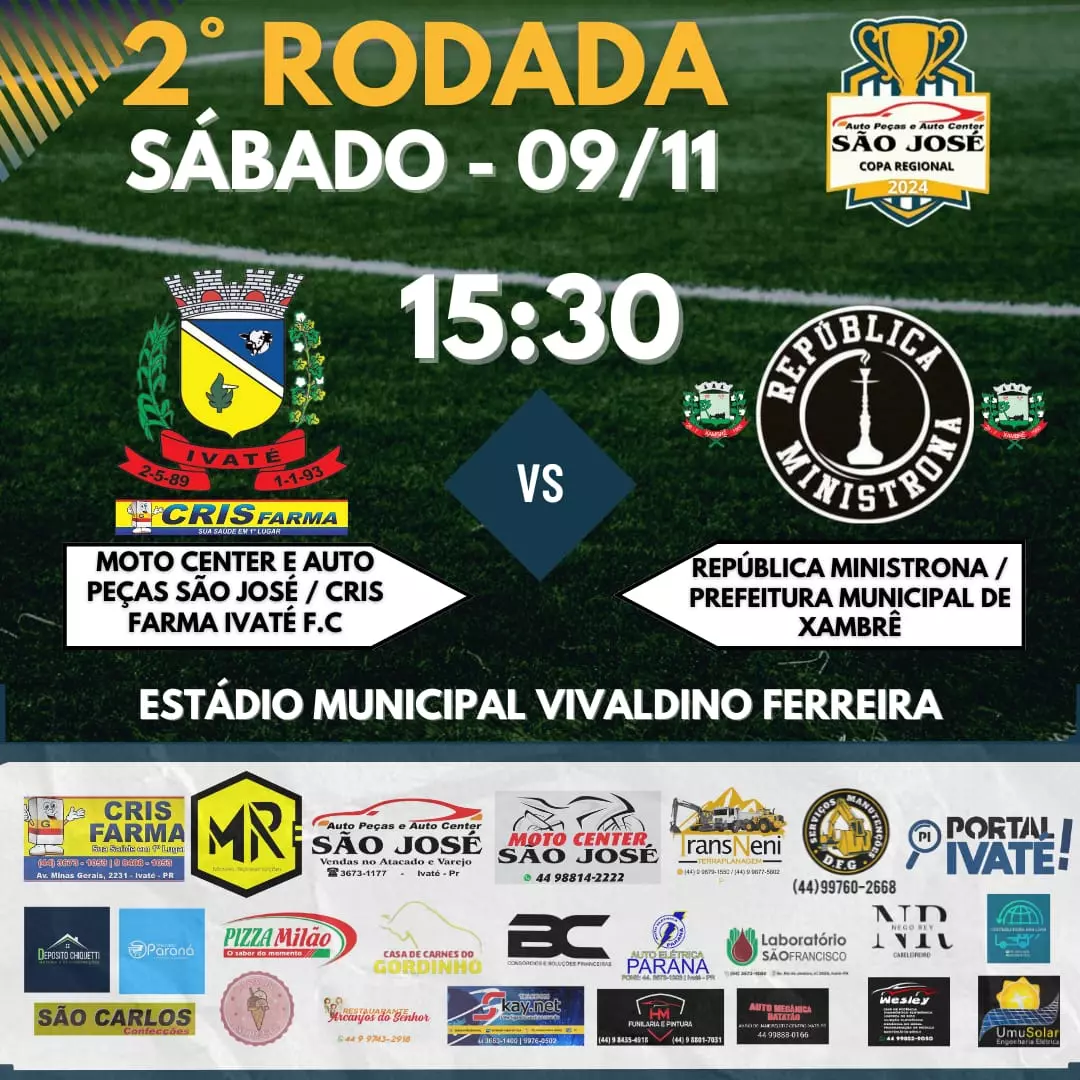 Segunda Rodada da Copa Regional de Futebol São José: Ivaté F.C. Enfrenta o República Ministrona no Estádio Vivaldino Ferreira